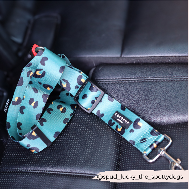 Seat Belt Restraint - Khaki Leopard