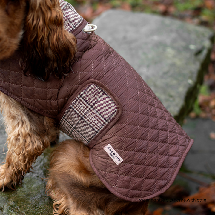 LUXE Quilted Dog Coat - Pup Plaid