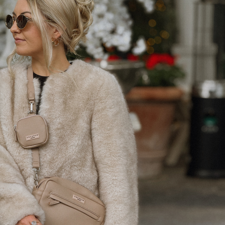 PU Leather Dog Walking Bag Bundle - Caramel