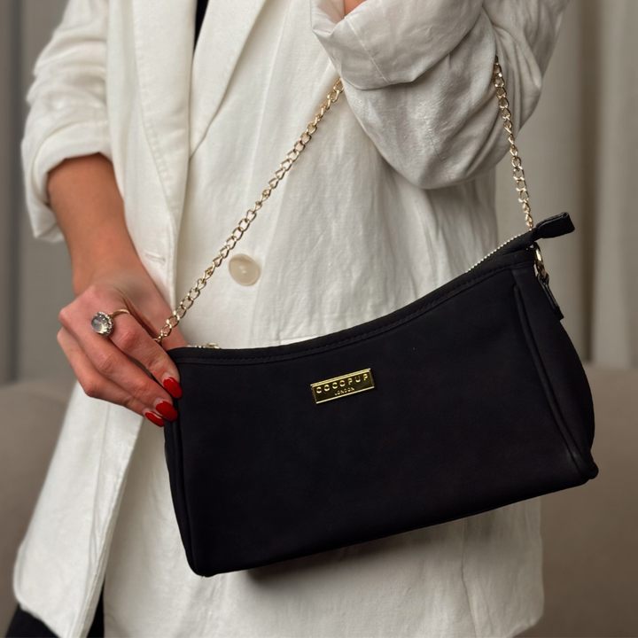 Dog Walking Bag - Black Suedette