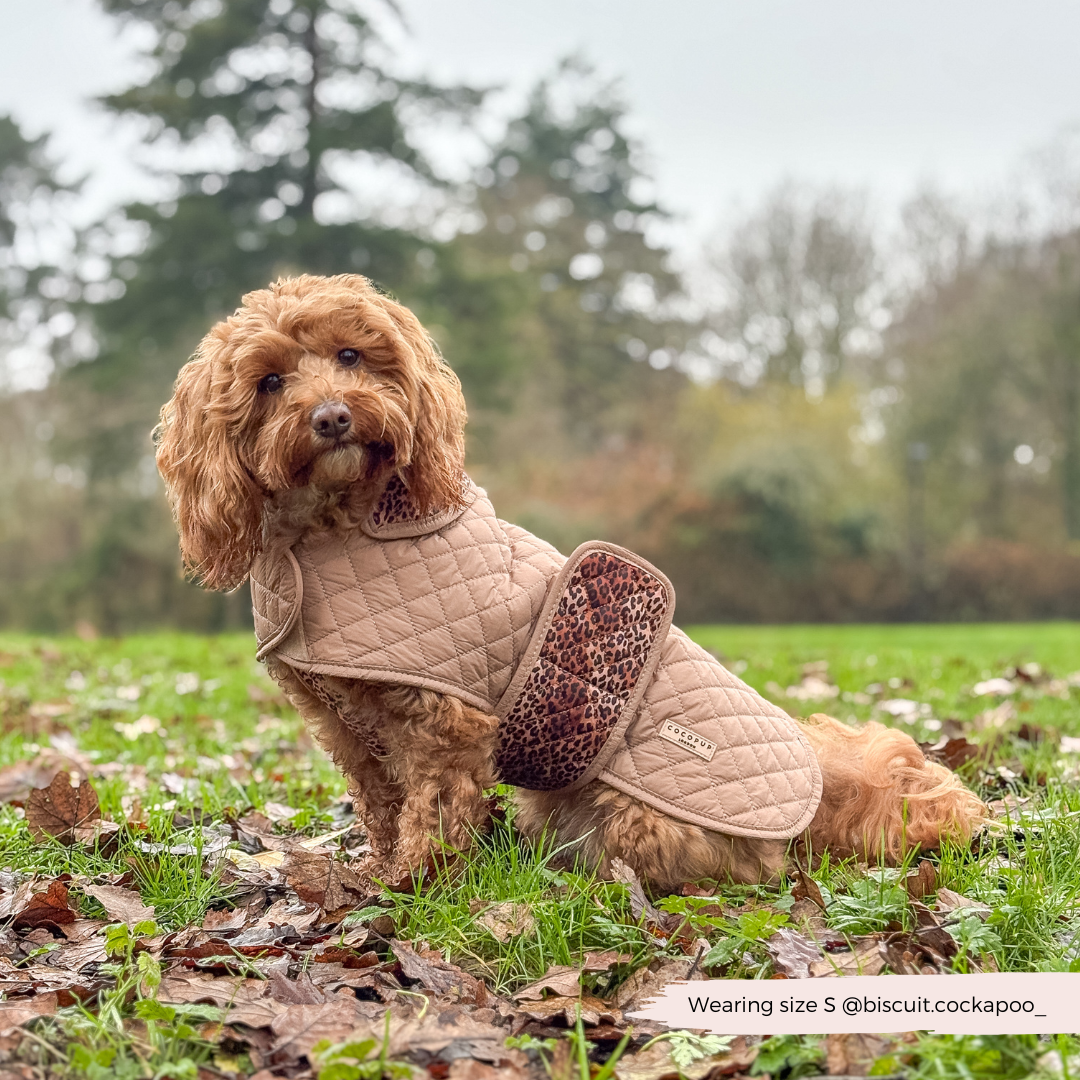 LUXE Quilted Dog Coat - Leopard Pup