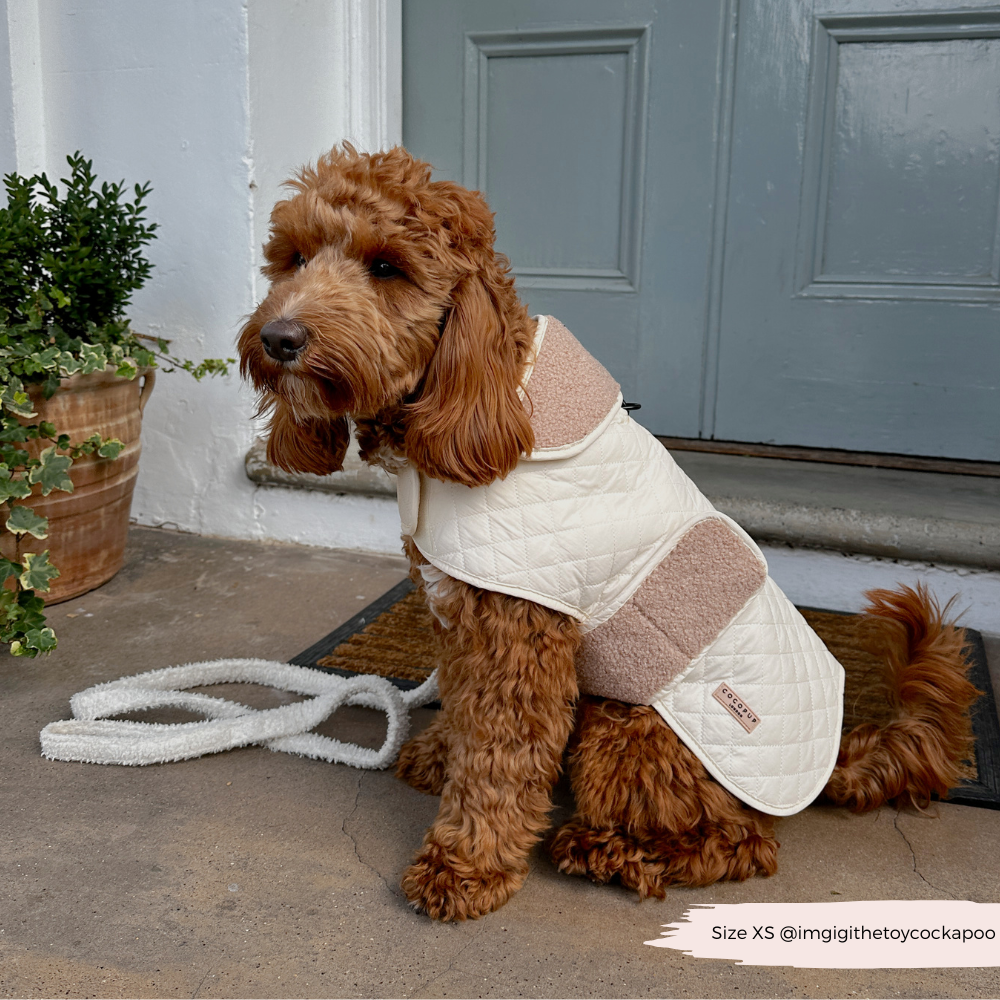 LUXE Quilted Dog Coat - Creamy Chai | Cocopup London LUXE Quilted Dog Coat - Creamy Chai | Cocopup London