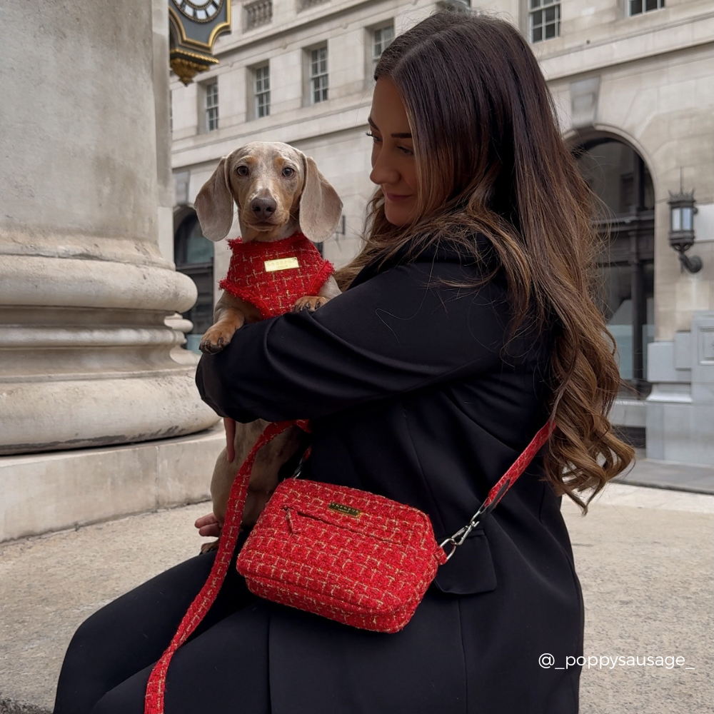 Textured Tweed Bag Strap - Red