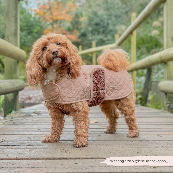 LUXE Quilted Dog Coat - Leopard Pup