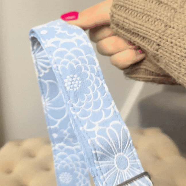 Luxe Bag Strap - Baby Blue Flower