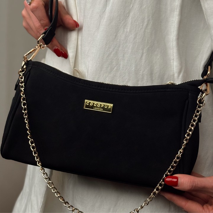 Dog Walking Bag - Black Suedette