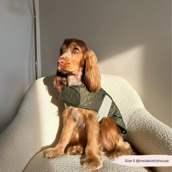 LUXE Quilted Dog Coat - Country Khaki