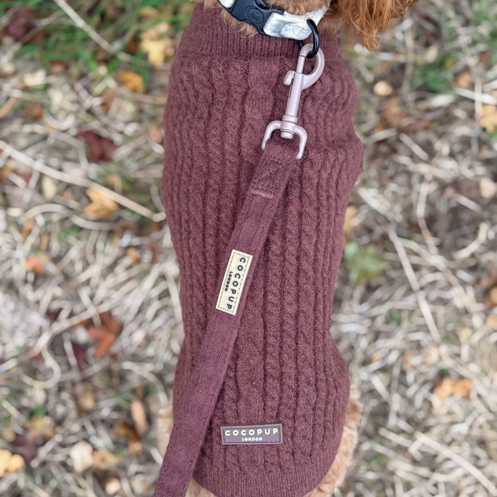 Hot Coco Cable Knit Adjustable Neck Harness, Lead & Collar Bundle