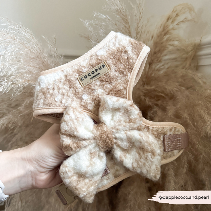 Highland Fleece Adjustable Neck Harness, Lead & Collar Bundle - Oatmeal