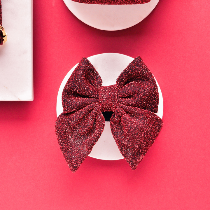 Limited Edition Burgundy Sparkle Pup Sailor Bow Tie