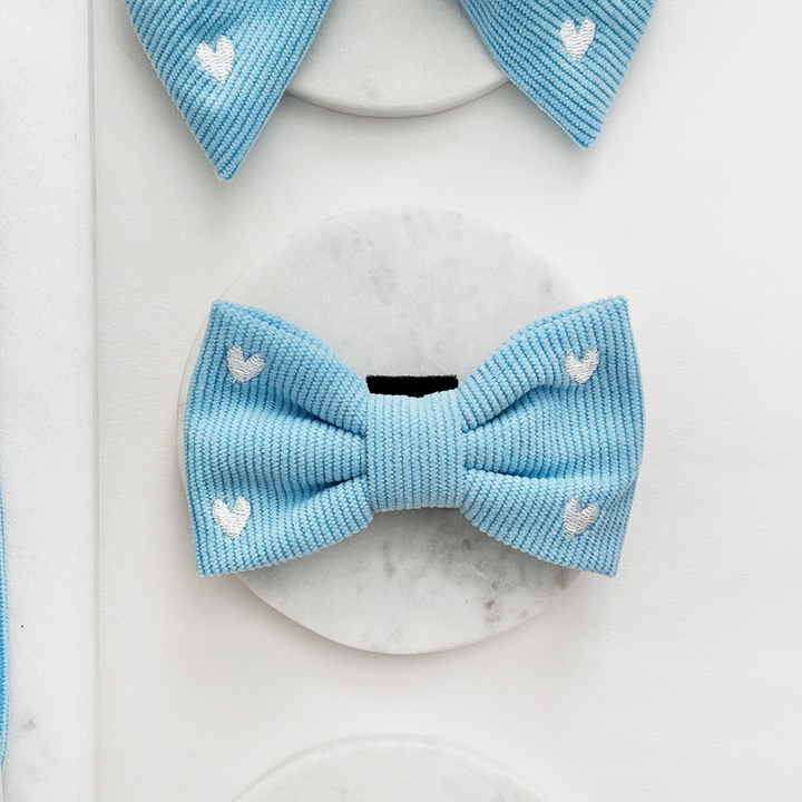 Blue Heartstrings Cord Bow Tie