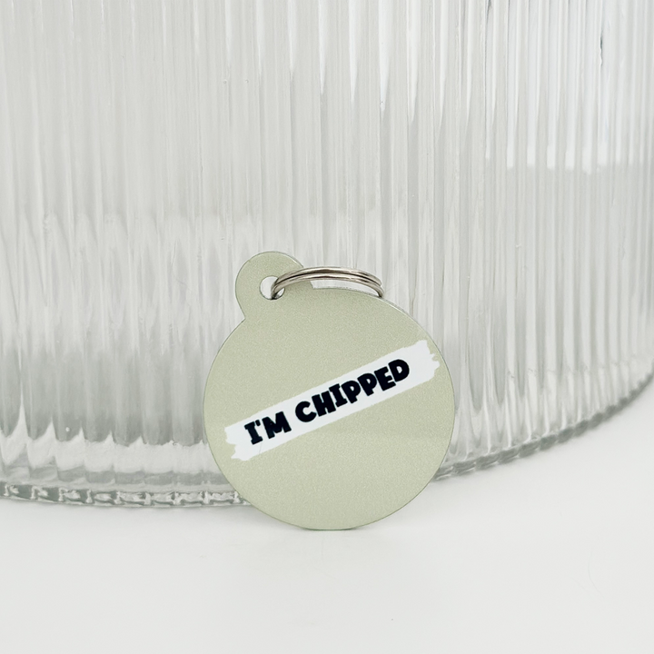 Personalised 'I'm Chipped' ID Tag - Nude