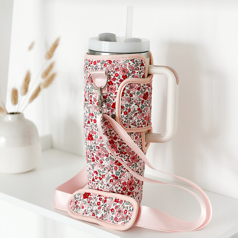 Quilted Christmas Flowers Tumbler Carry Case by Coconut Lane