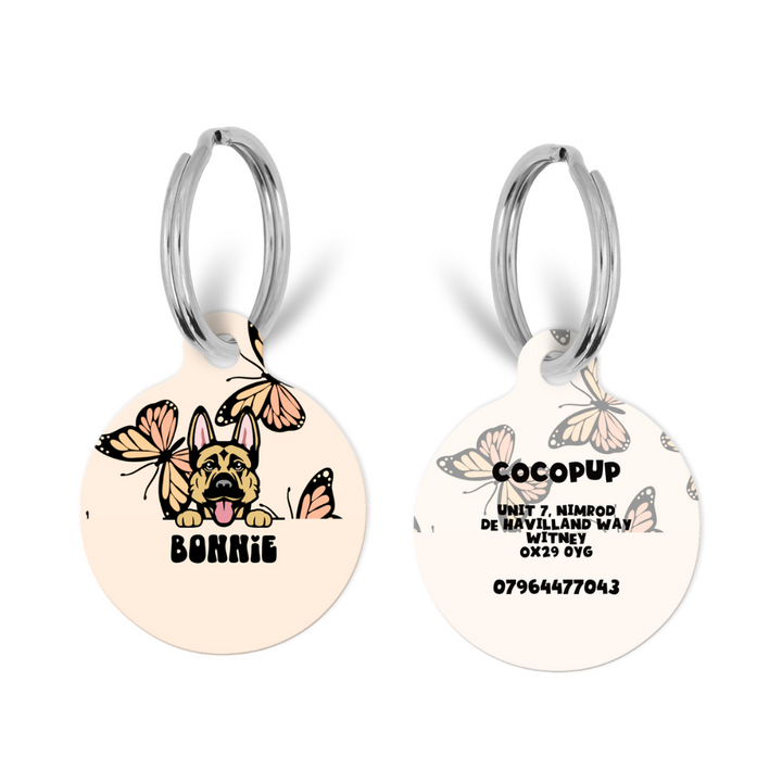 Personalised Dog Cartoon ID Tag - Boujee Butterfly