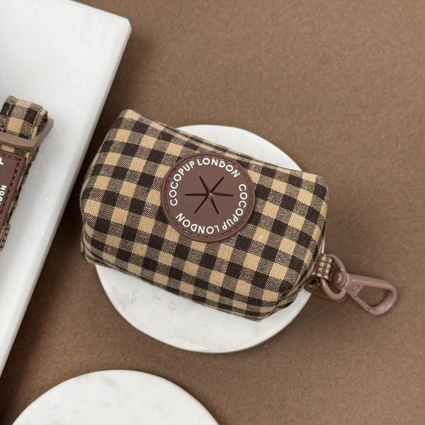Cotswold Check Dog Poop Bag Holder | Poo Bag Carrier | Cocopup London