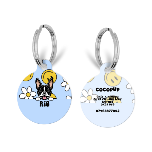 Personalised Dog Cartoon ID Tag - Smiley Pawty Tent