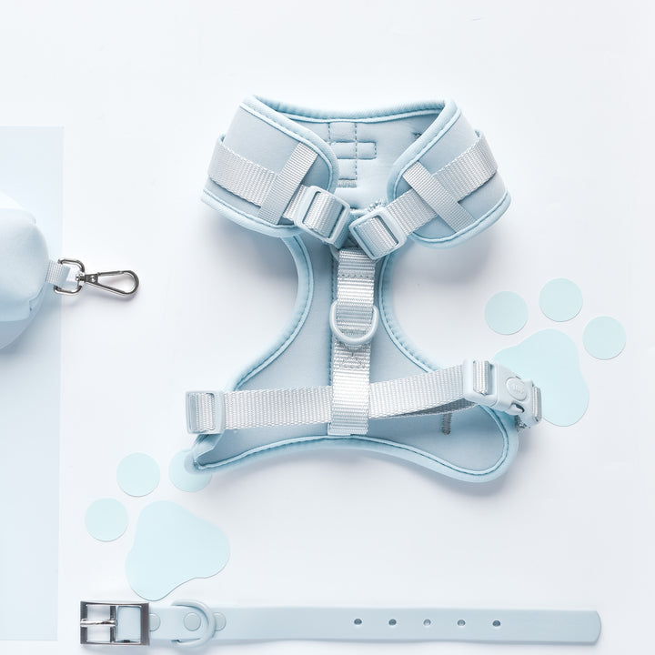 NAKD Adjustable Neck Harness, Lead, Collar and Poop Bag Holder Bundle - Bubblegum