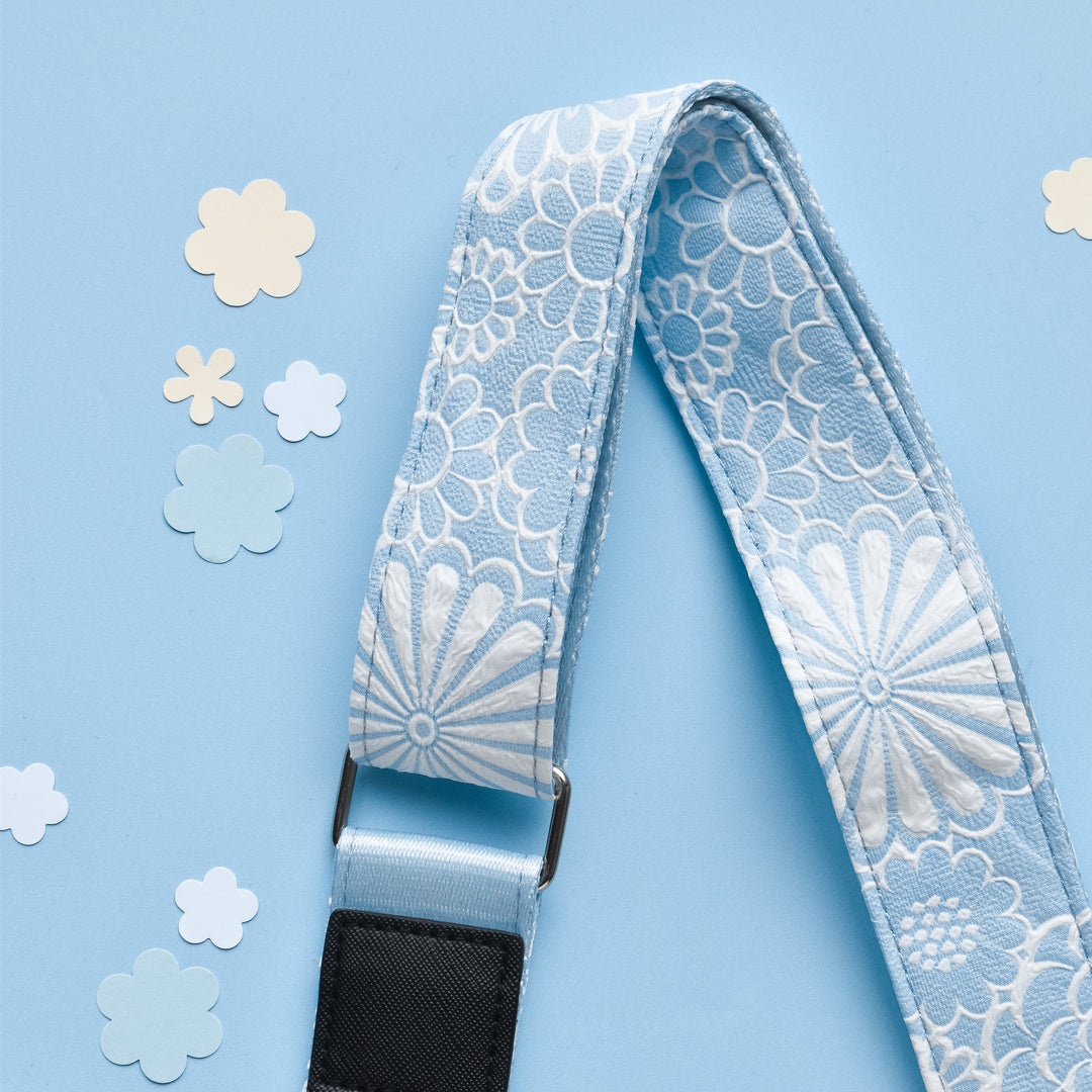 Luxe Bag Strap - Baby Blue Flower