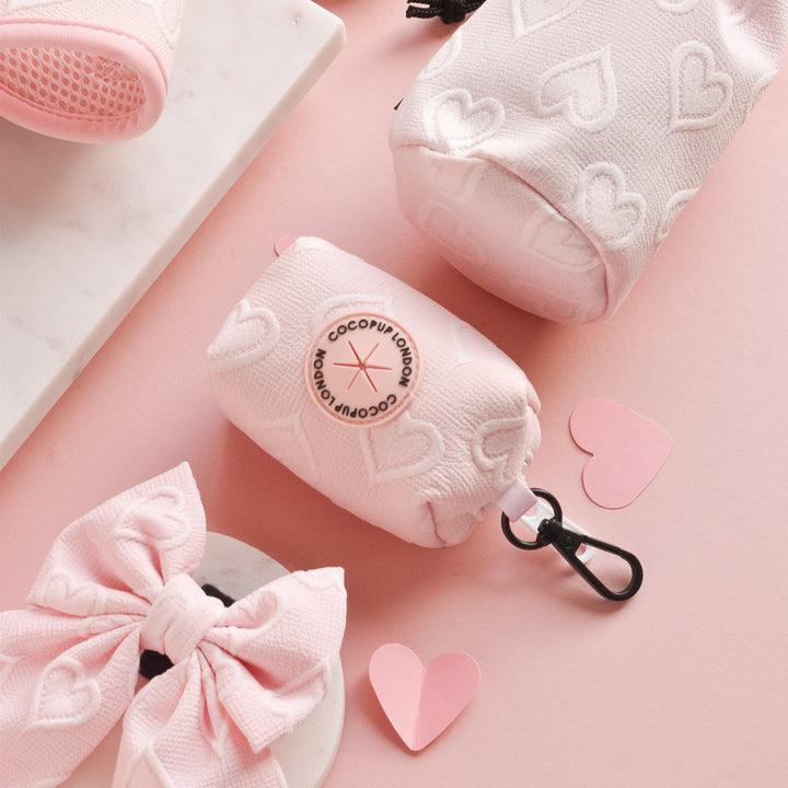 Luxe Poop Bag Holder - Baby Pink Heart
