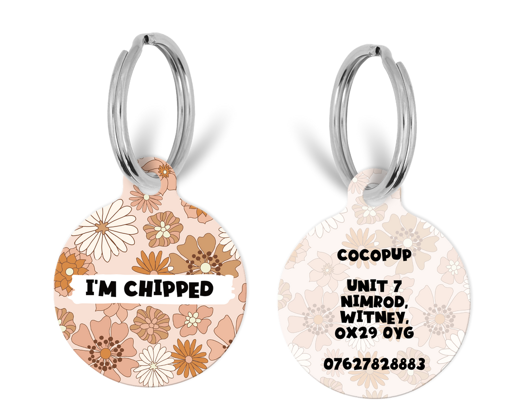 Personalised 'I'm Chipped' ID Tag - Groovy Florals