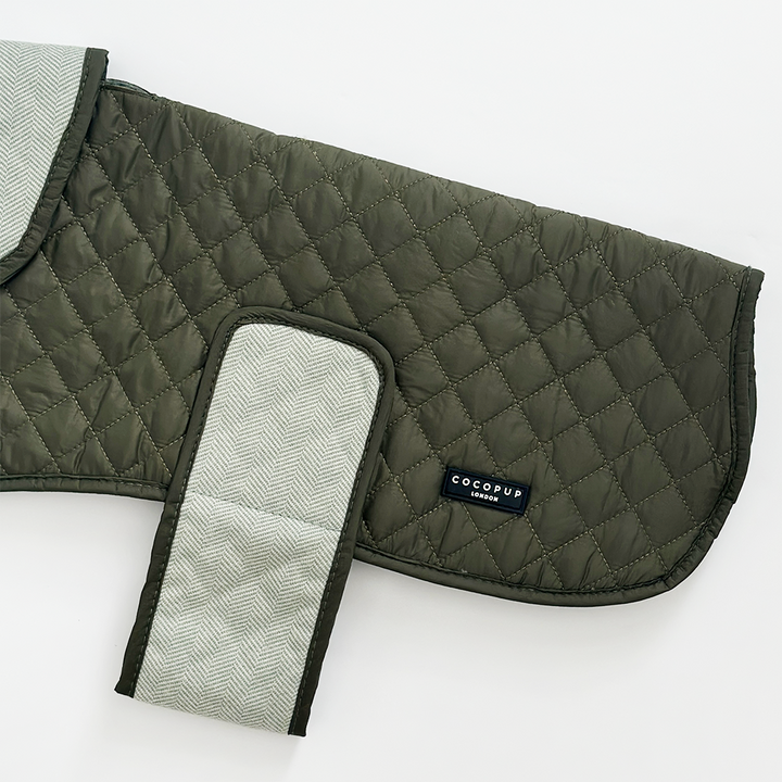 LUXE Quilted Dog Coat - Country Khaki