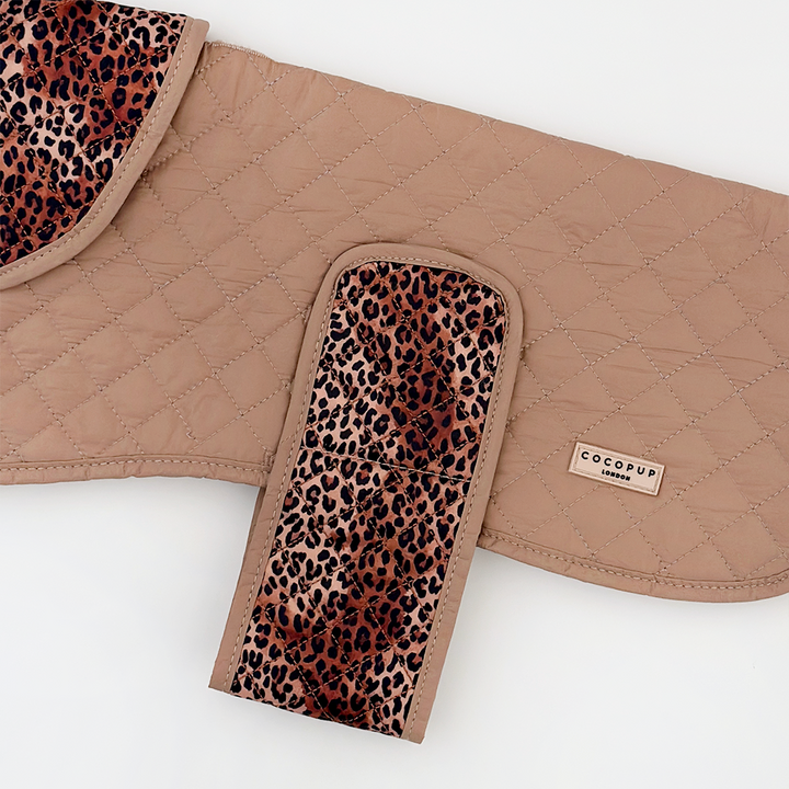 LUXE Quilted Dog Coat - Leopard Pup