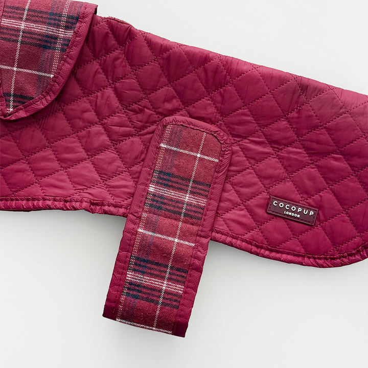 Quilted Dog Coat - Mulberry Plaid