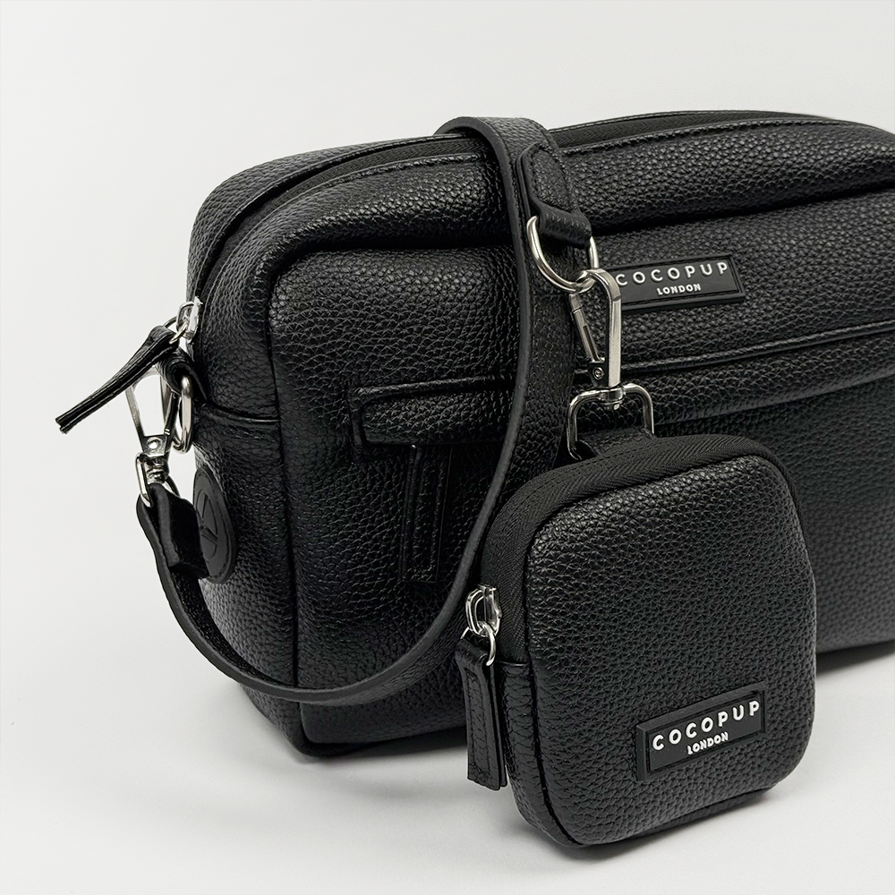 PU Leather Dog Walking Bag Bundle - Black