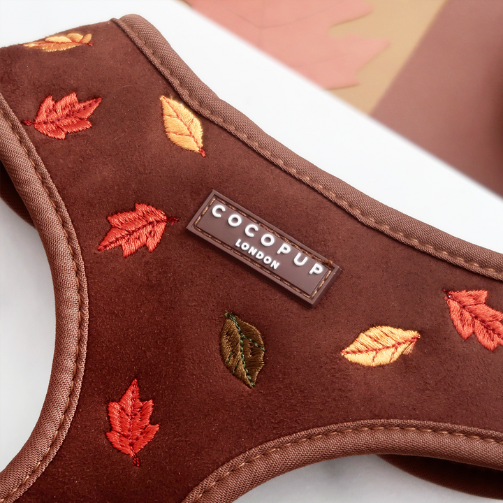 Pawtumn Leaves Adjustable Neck Harness, Lead & Collar Bundle