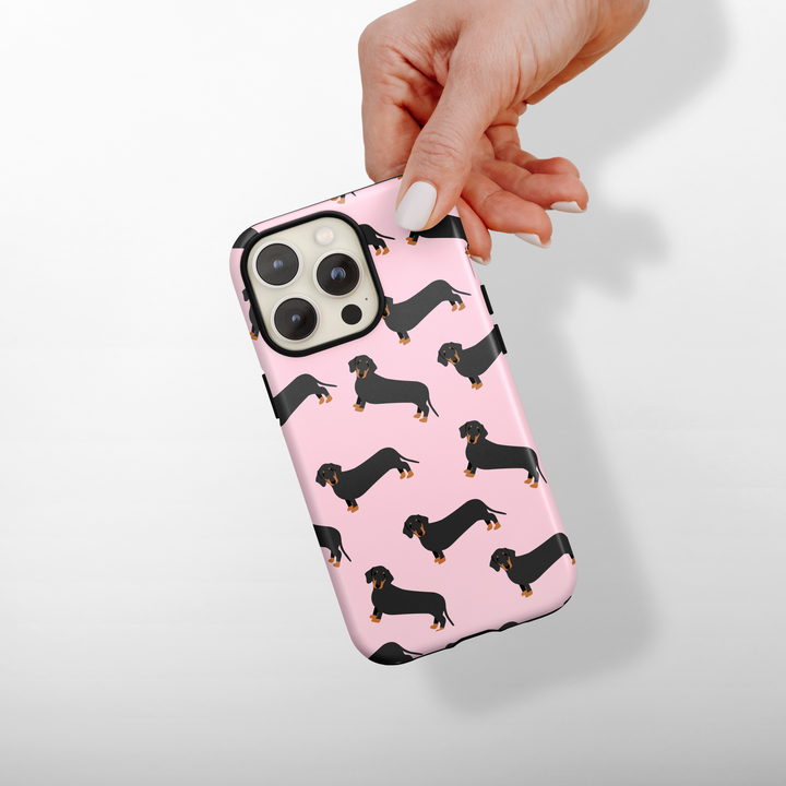 Tough Phone Case - Pink Dachshund