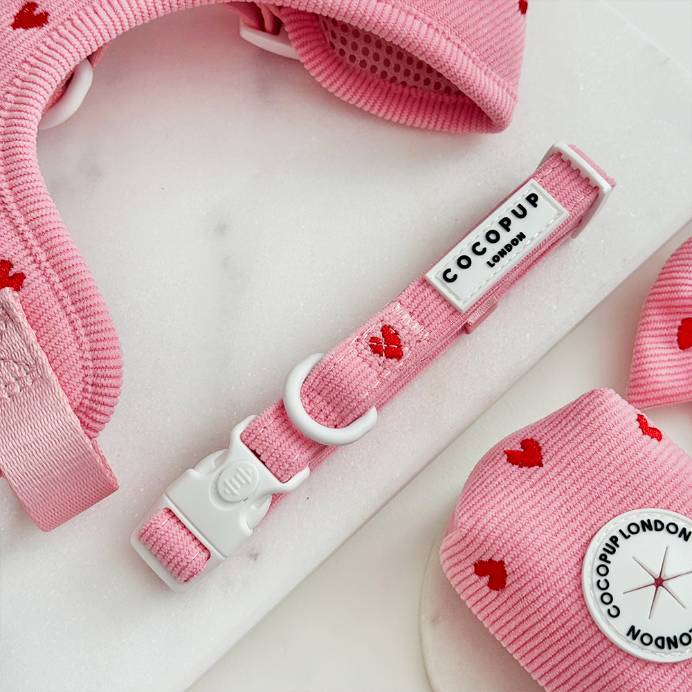 Pink Heartstrings Cord Adjustable Neck Harness, Lead & Collar Bundle