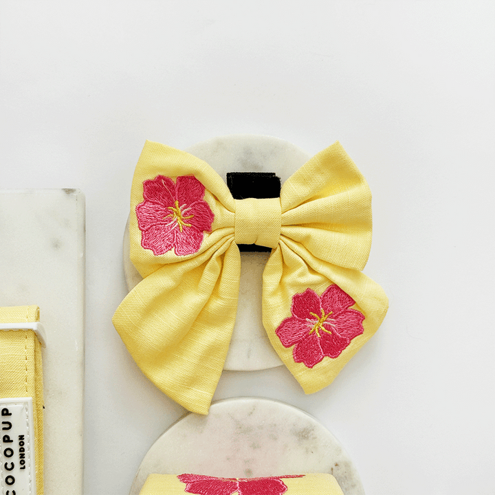 Pink Hibiscus Sailor Bow Tie