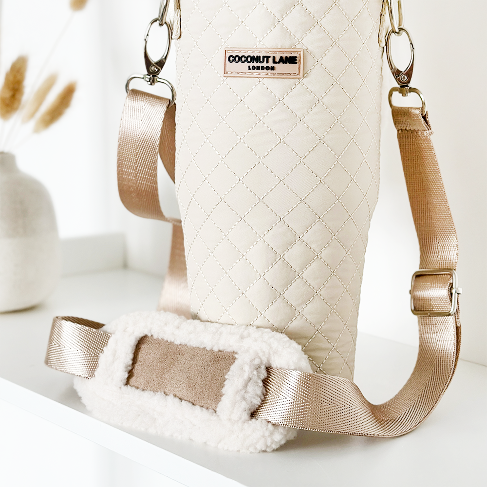 Quilted Cream Tumbler Carry Case by Coconut Lane