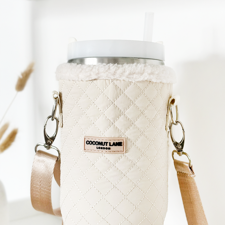 Quilted Cream Tumbler Carry Case by Coconut Lane