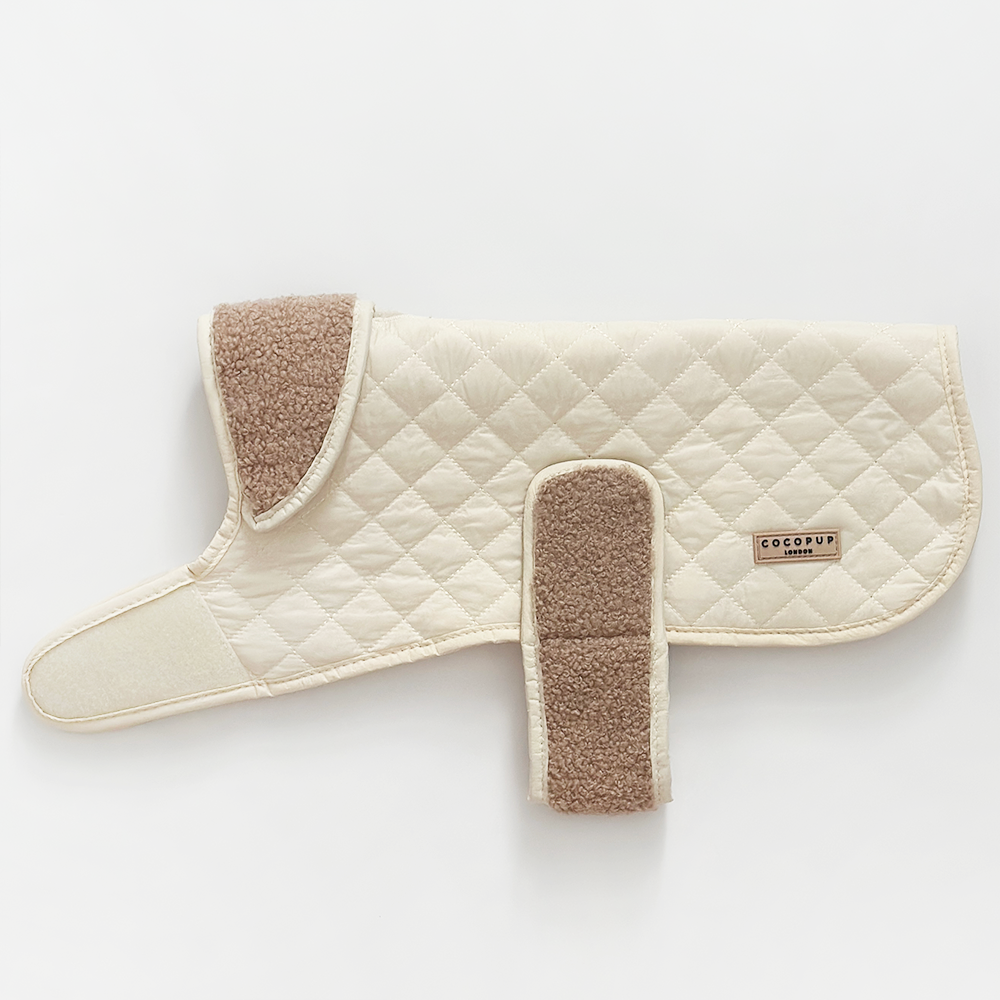 LUXE Quilted Dog Coat - Creamy Chai | Cocopup London LUXE Quilted Dog Coat - Creamy Chai | Cocopup London