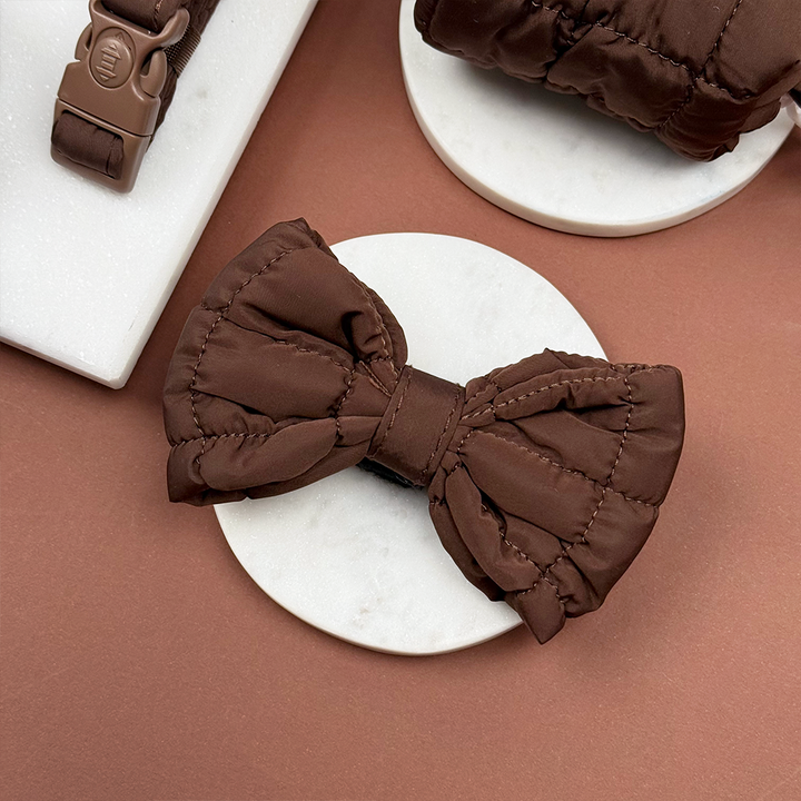 Espresso Quilted Bow Tie