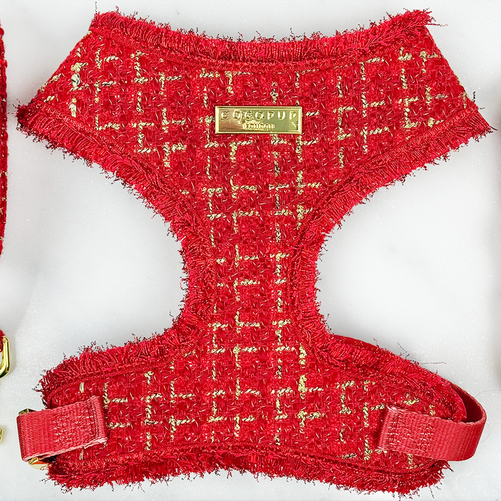 Red Textured Tweed Adjustable Neck HARNESS