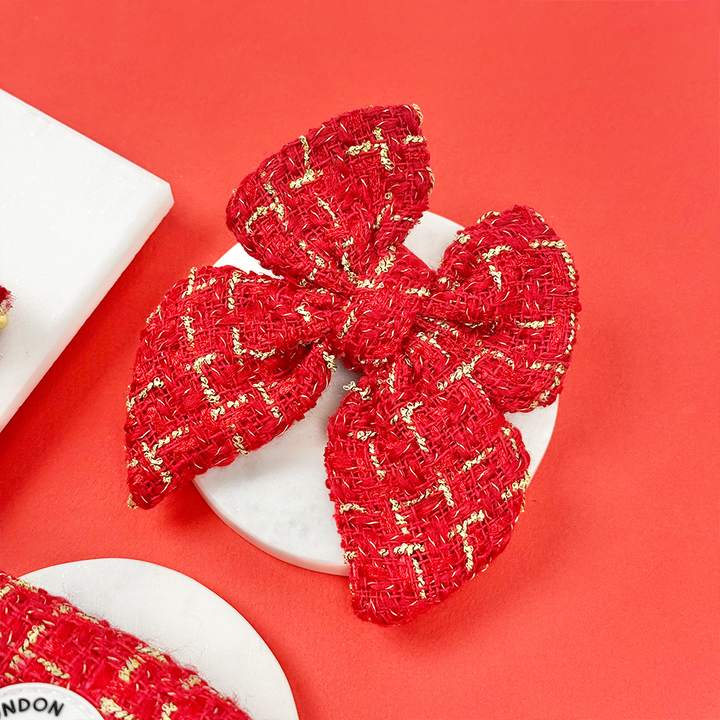 Red Textured Tweed Sailor Bow Tie