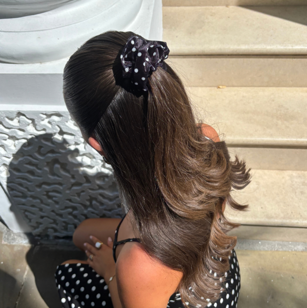 Black Polka Dot Scrunchie by Coconut Lane