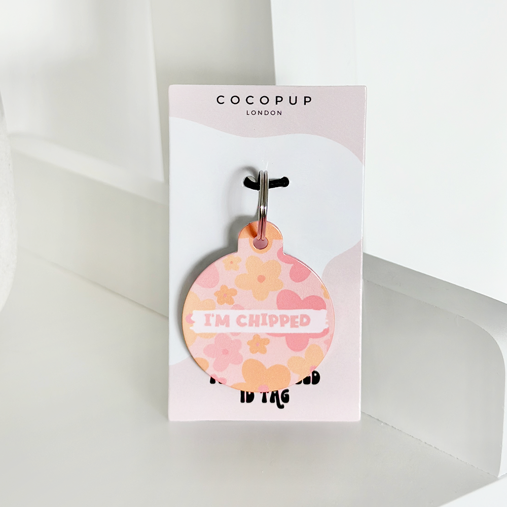 Personalised Dog 'I'm Chipped' ID Tag - Summer Bloom