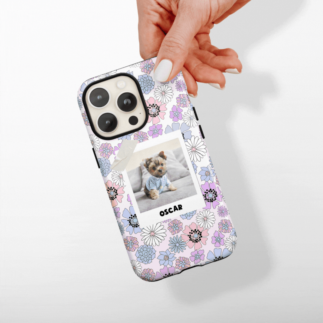 Patterned Personalised Polaroid Dog Phone Case - Upload Your Photo