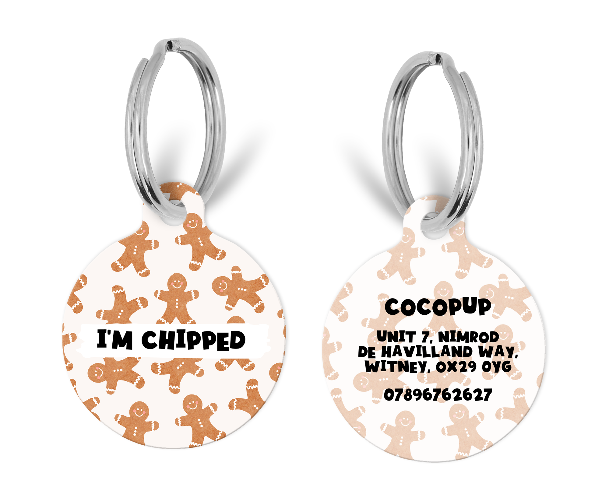 Personalised Text Dog ID Tag Gingerbread Treats Cocopup London