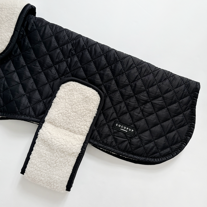 LUXE Quilted Dog Coat - Midnight Black