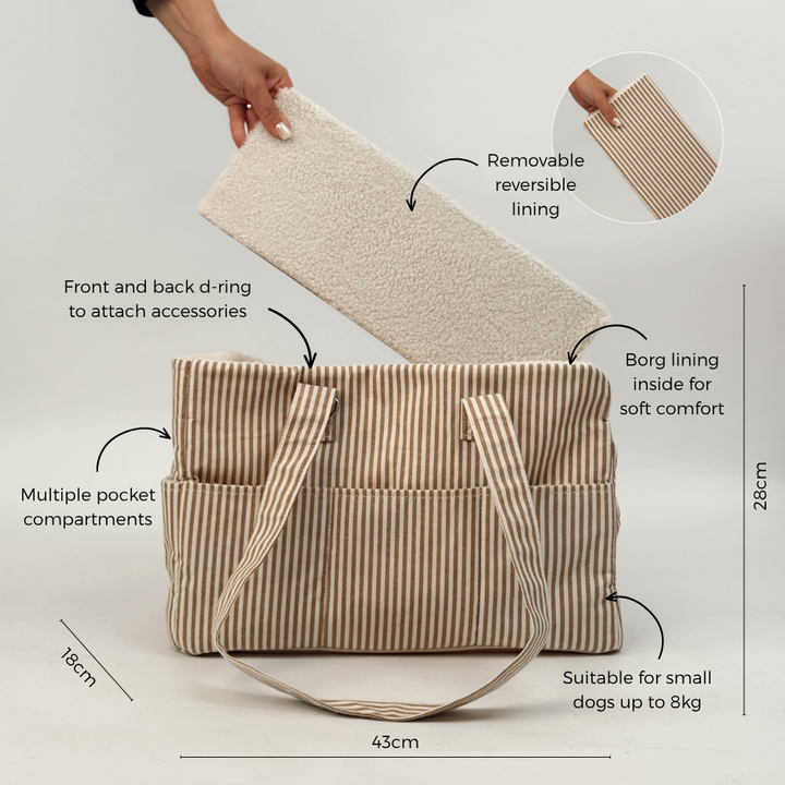Dog Carrier - London Linen Stripes