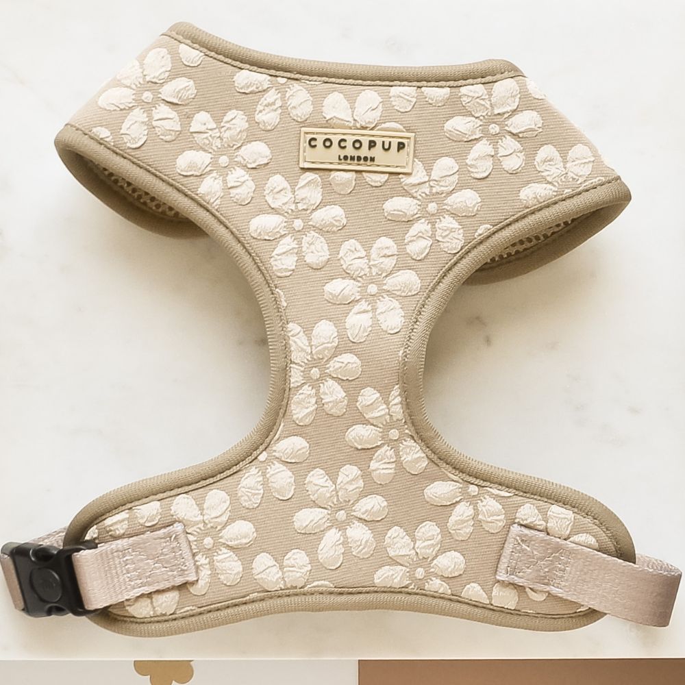 Tan floral Cocopup London pet harness.