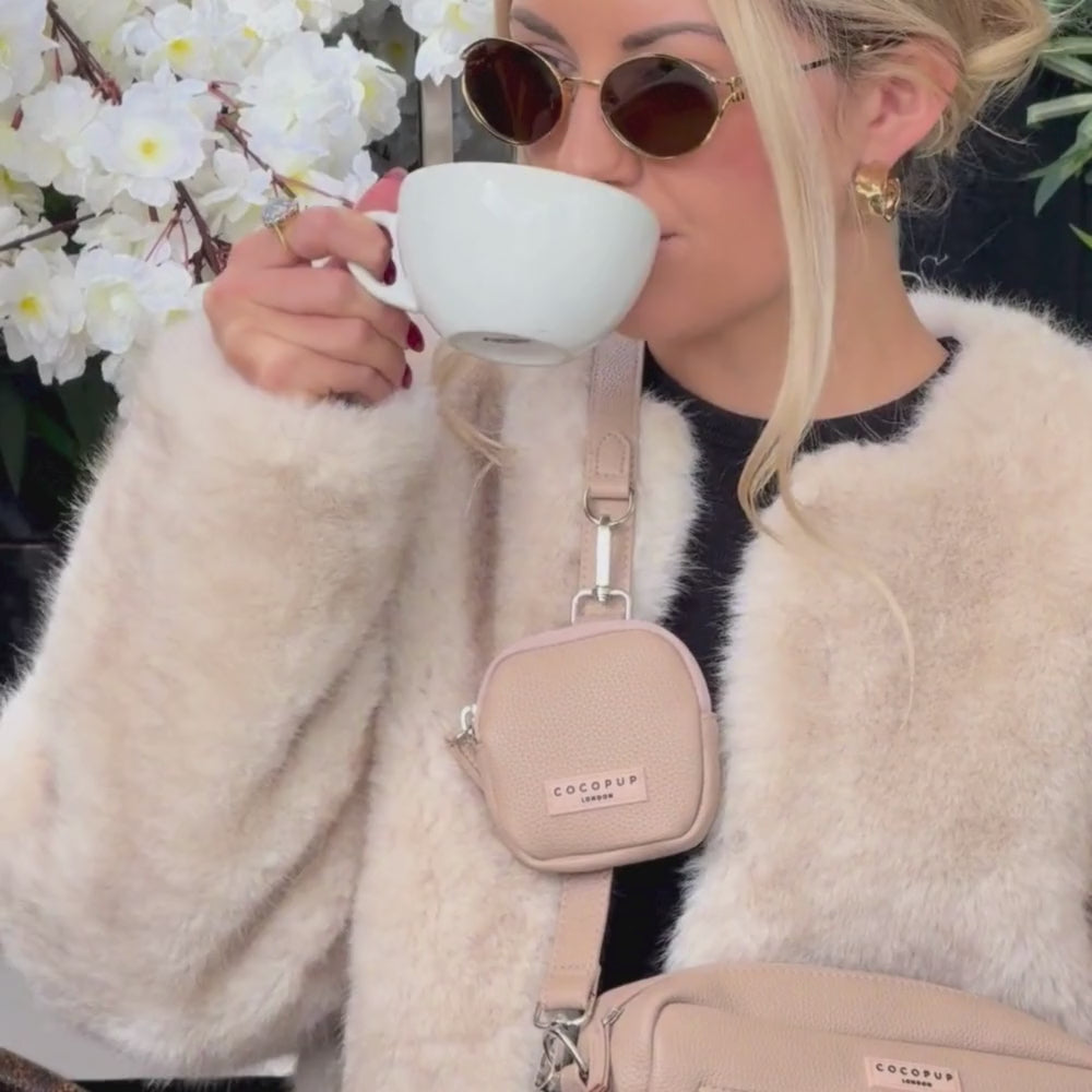 PU Leather Dog Walking Bag Bundle - Caramel