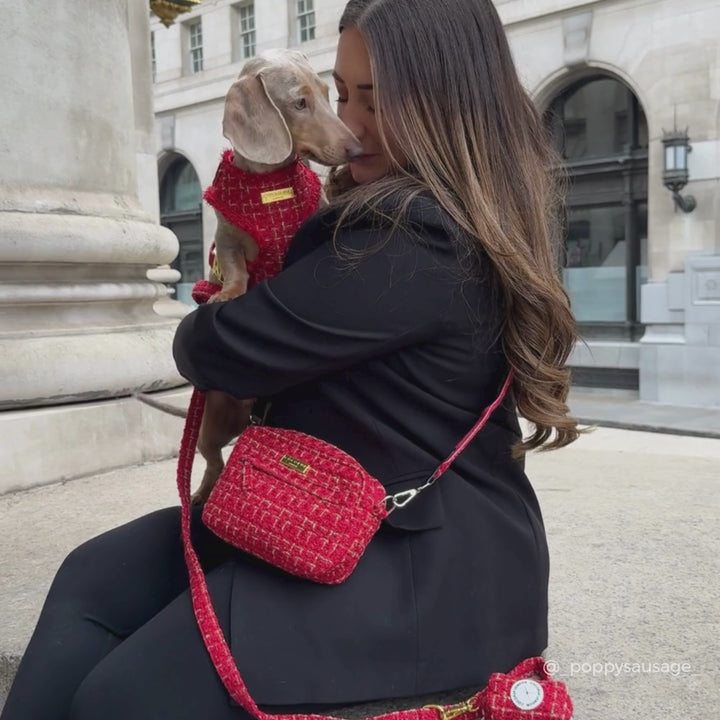 Red Textured Tweed Lead