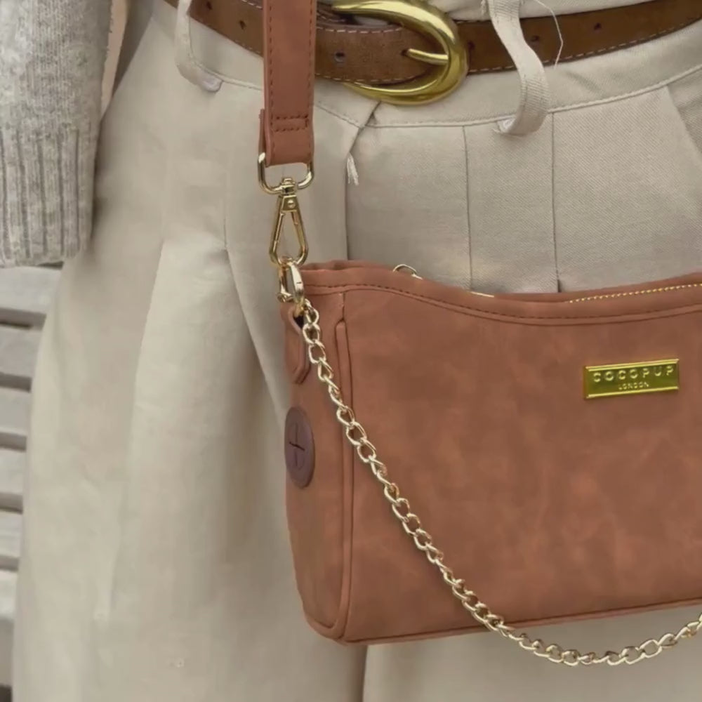 Dog Walking Bag - Tan Suedette