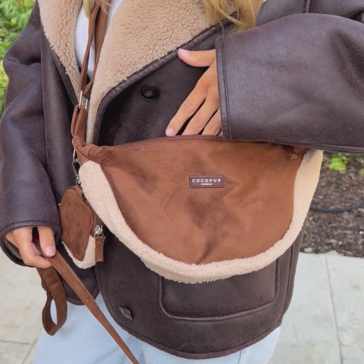 Crossbody Crescent Dog Walking Bag - Brown Aviator
