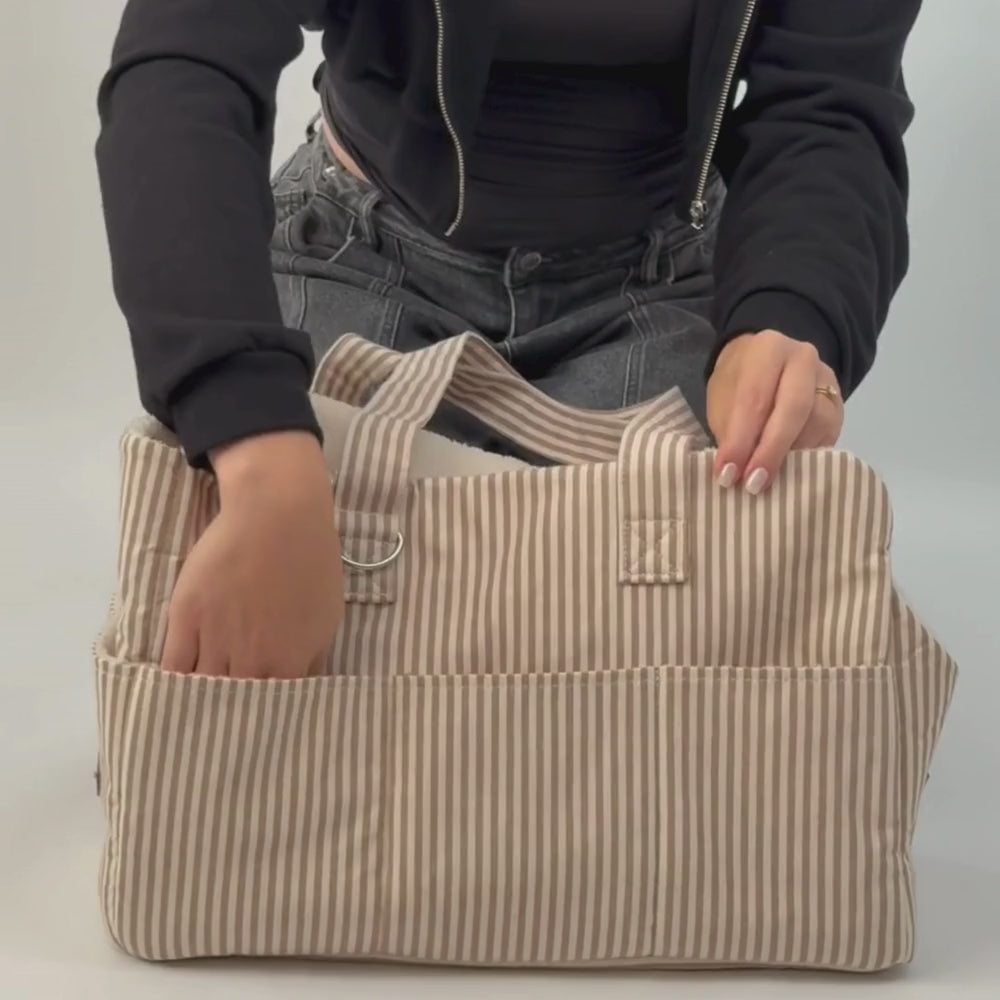 Dog Carrier - London Linen Stripes